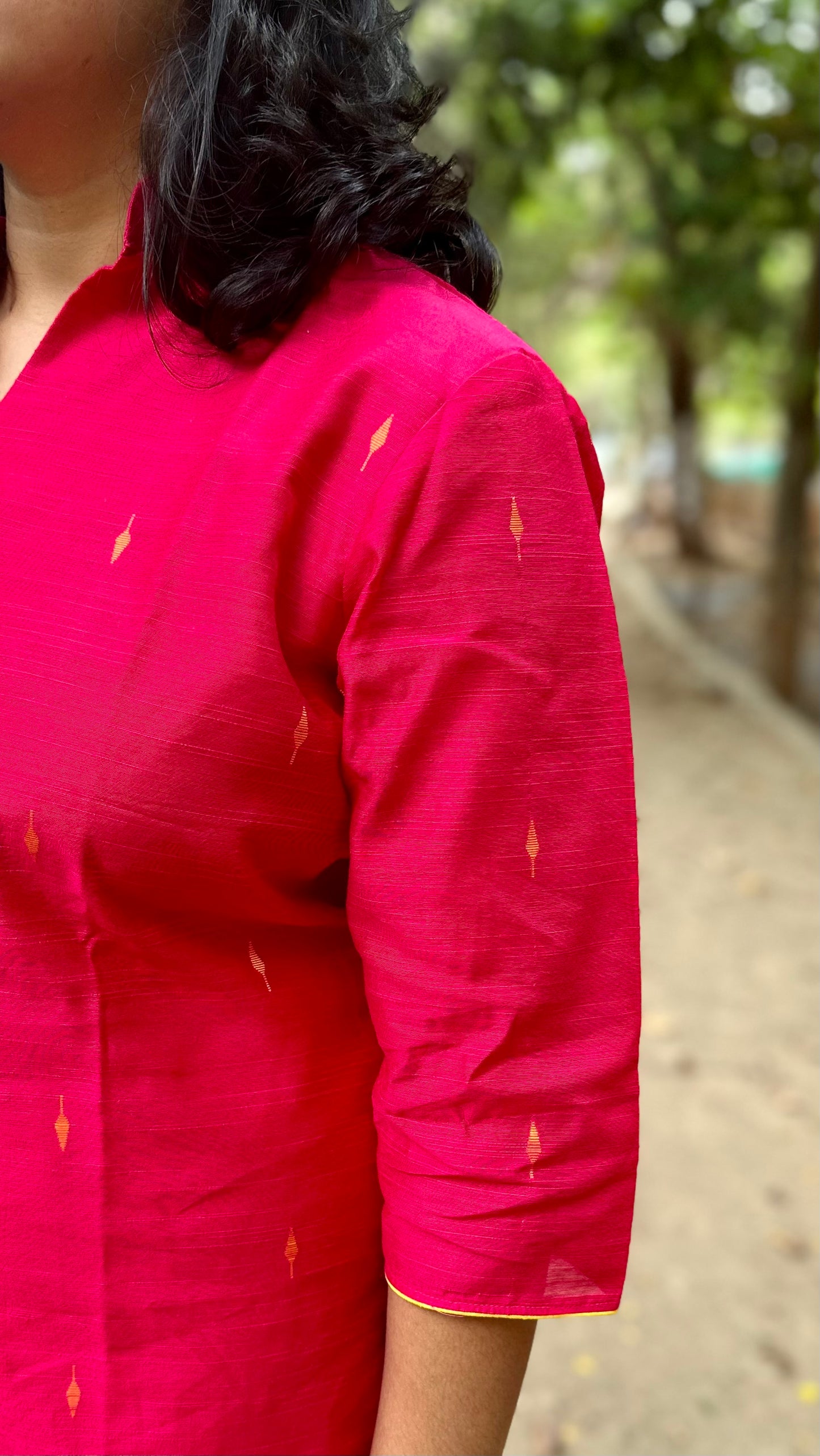 Shocking pink silk cotton Kurta