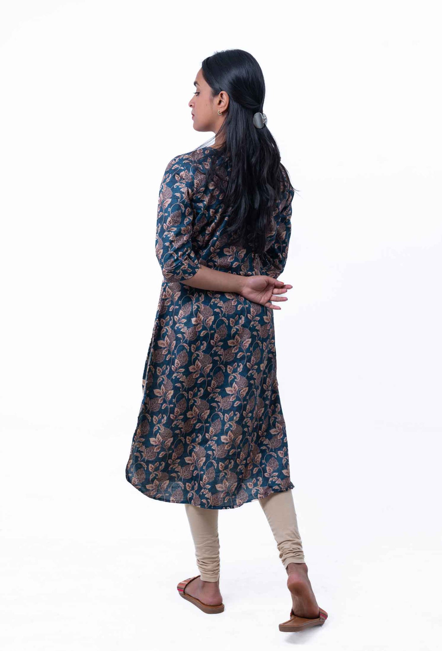 Blue raw silk kurta
