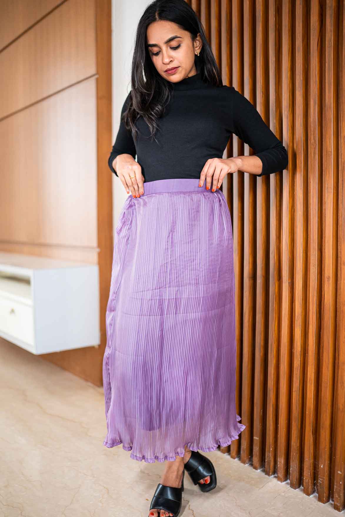 Orchid pleated skirt