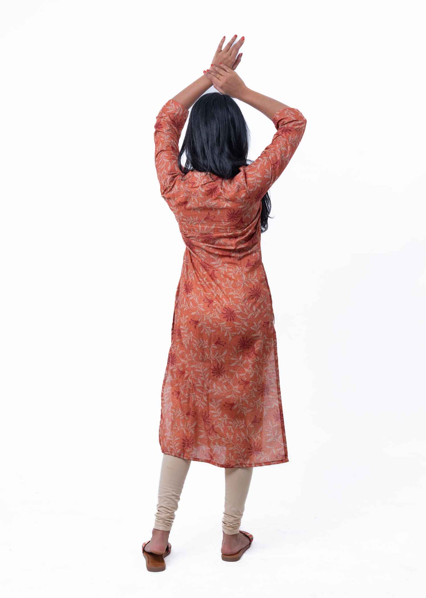 Peanut brown printed straight kurta
