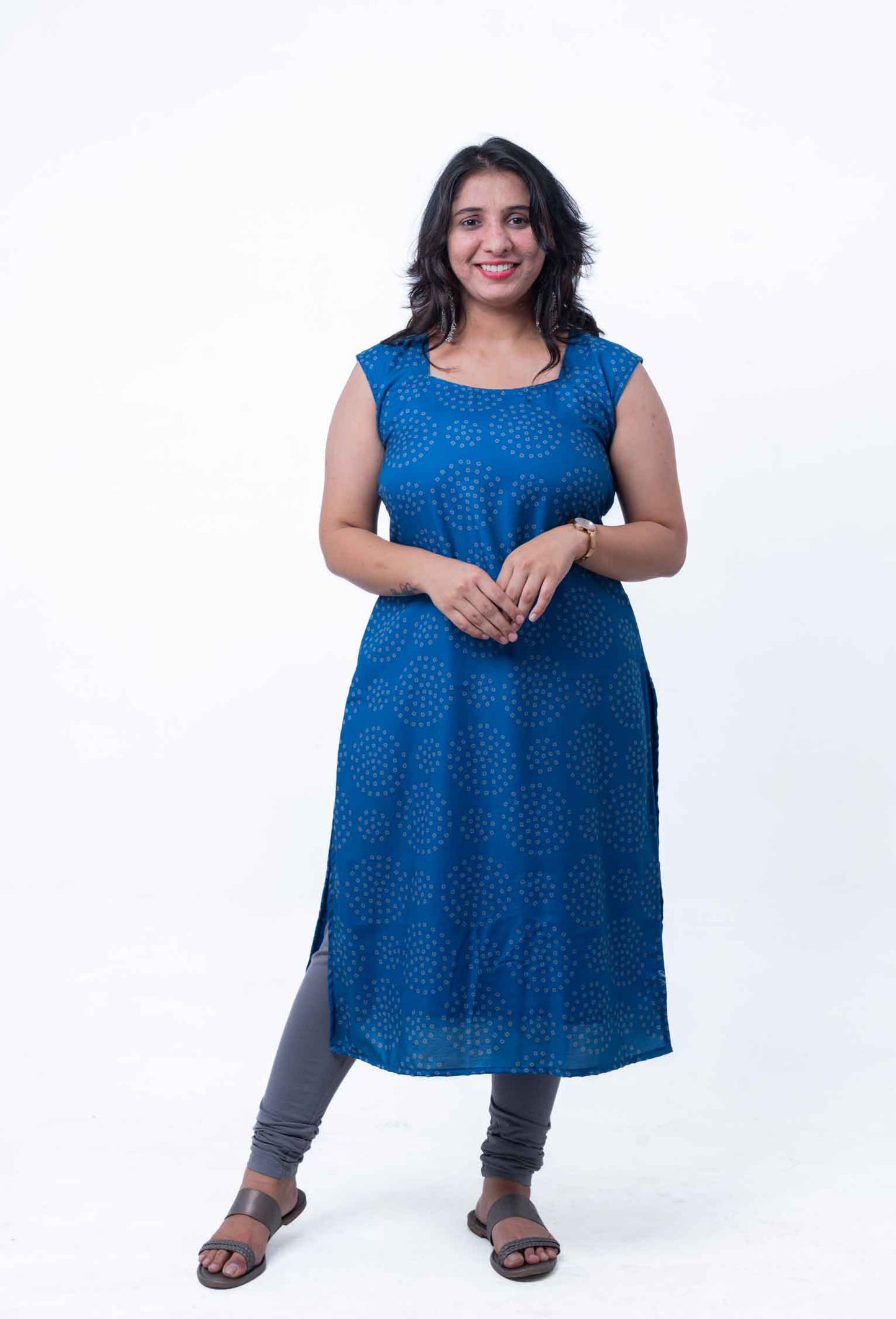 Cobalt blue bandhani kurta top