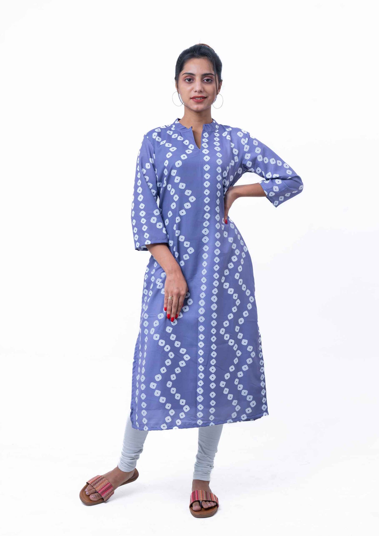 Slate blue bandhani printed kurta