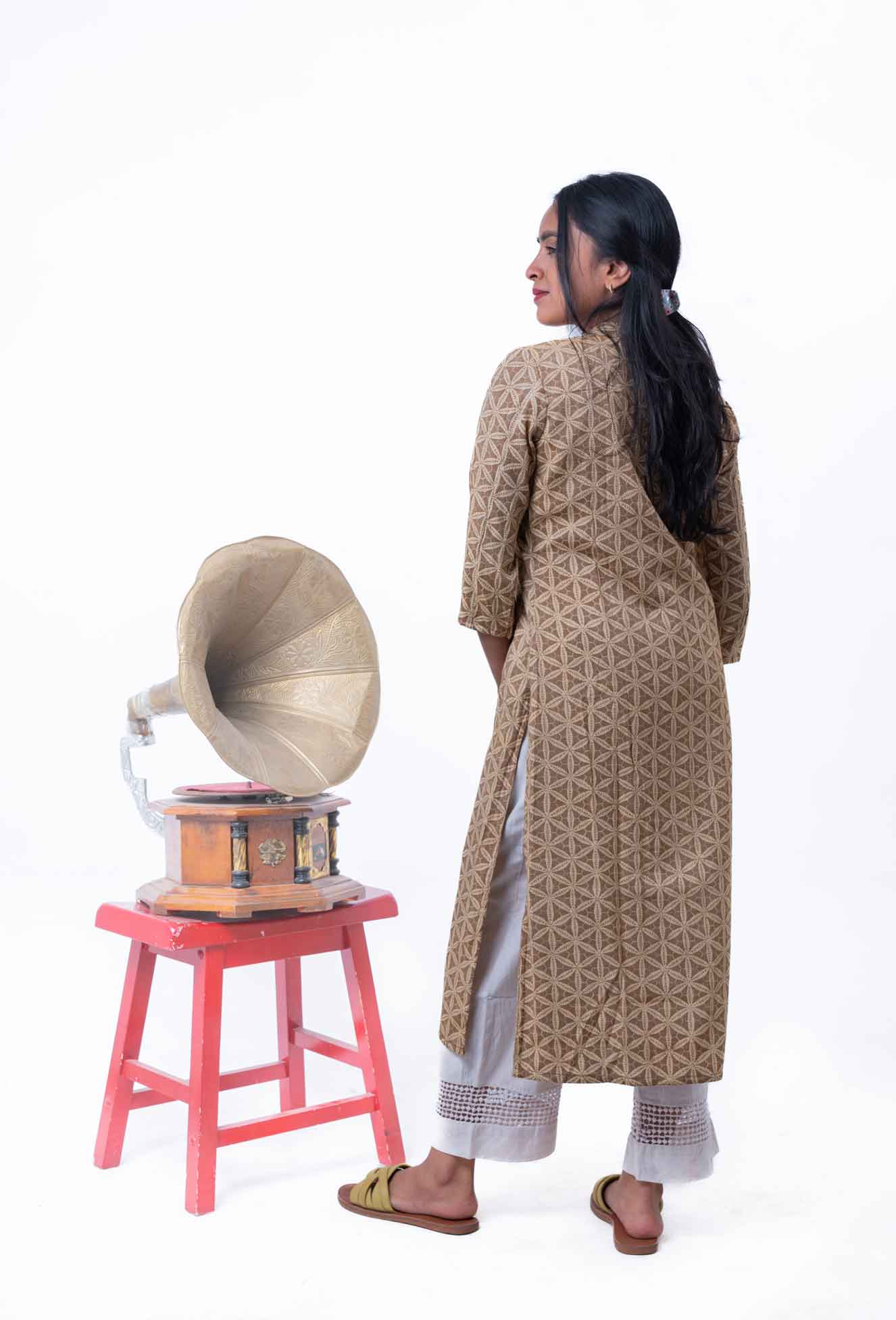 Beige cotton kurta