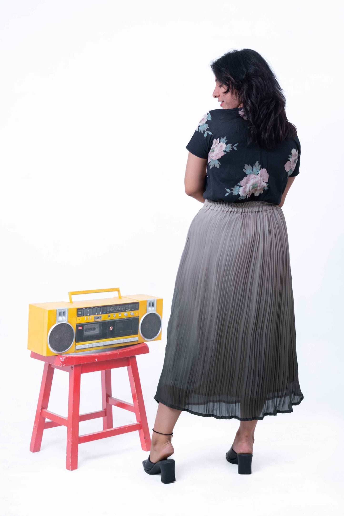 Seaweed green ombre pleated skirt