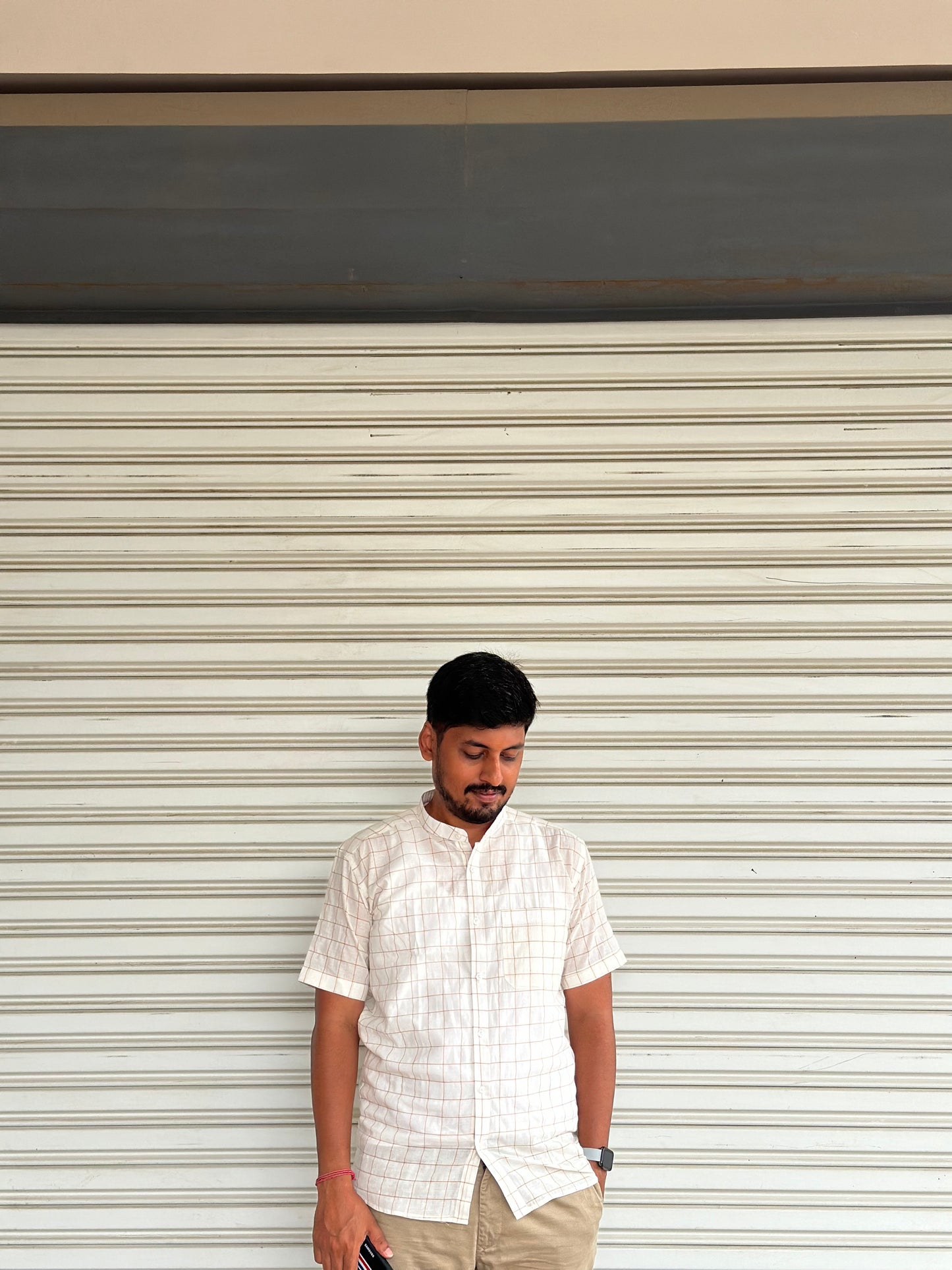 White cotton checked shirt