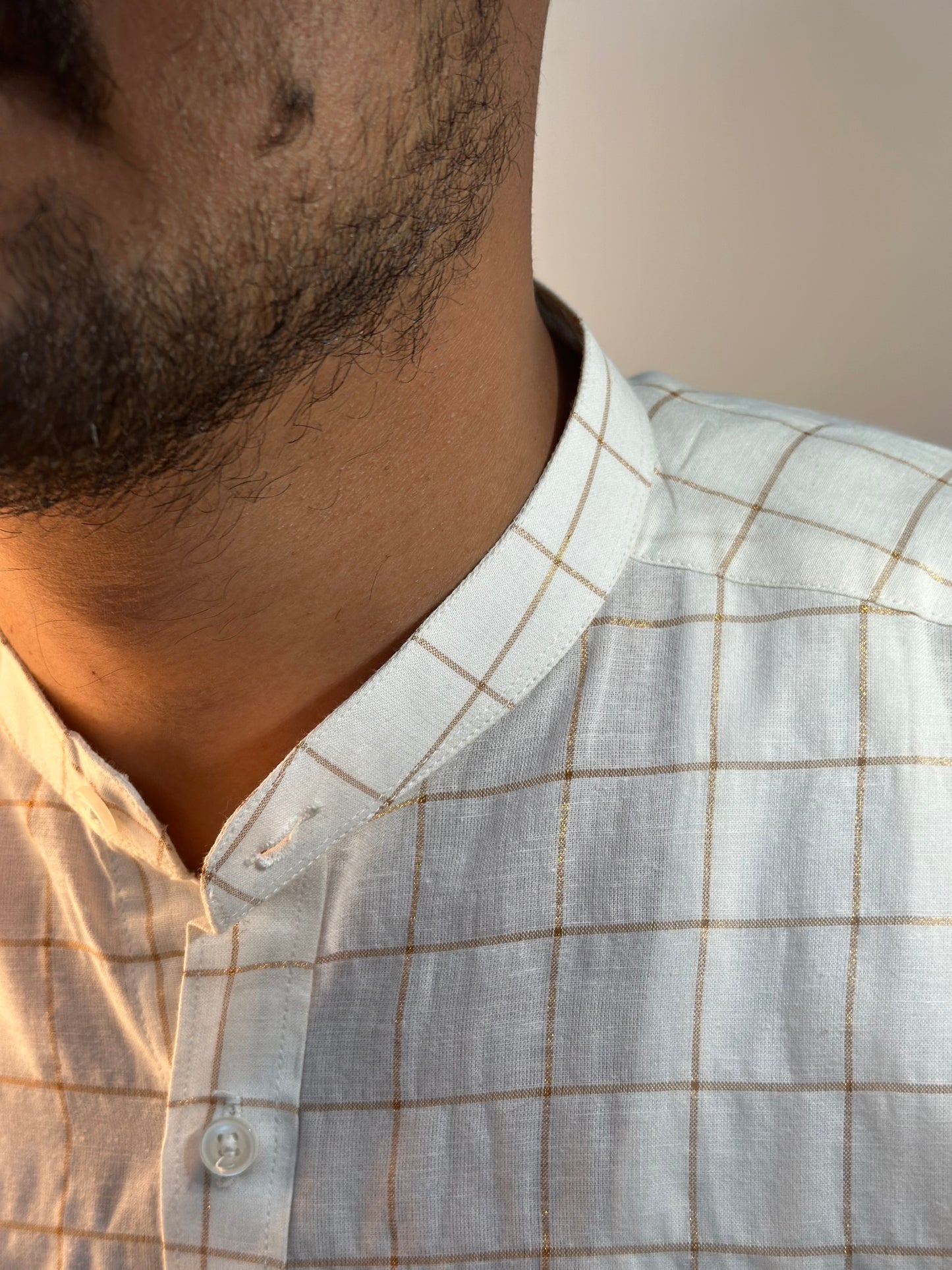 White cotton checked shirt