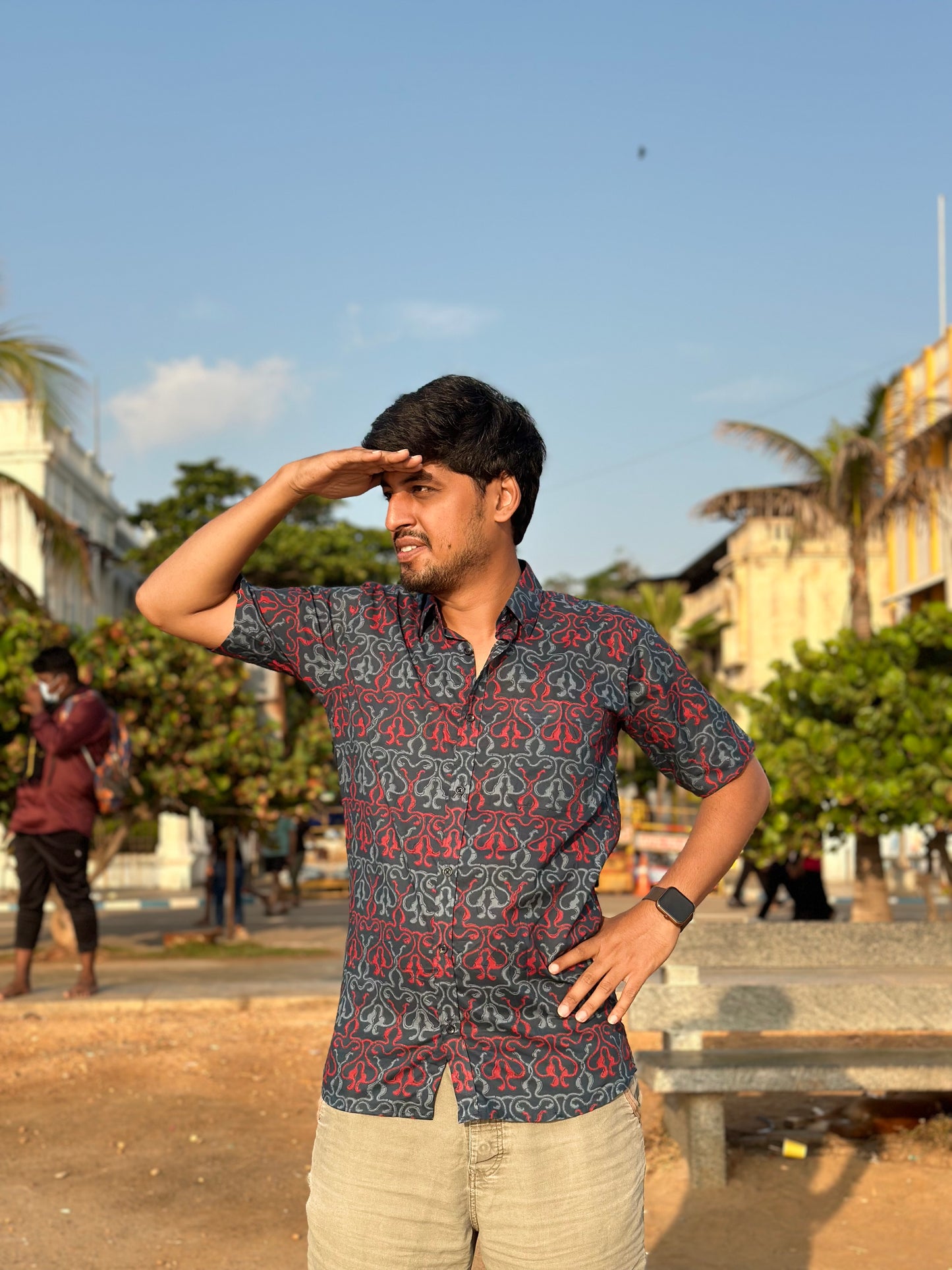 Blue and red cotton shirt