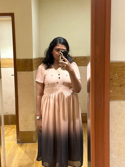 Beige ombré embroidered dress