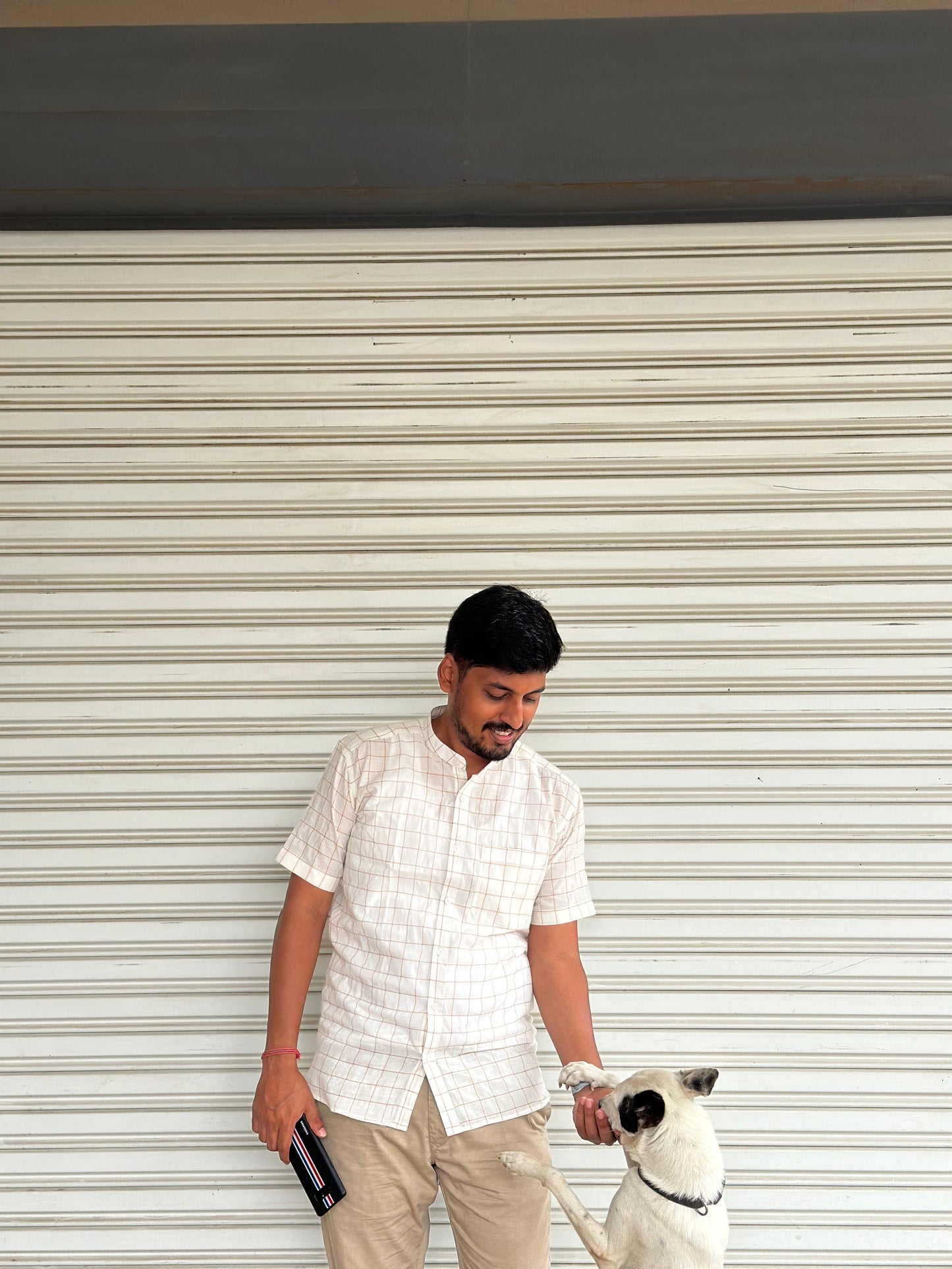 White cotton checked shirt