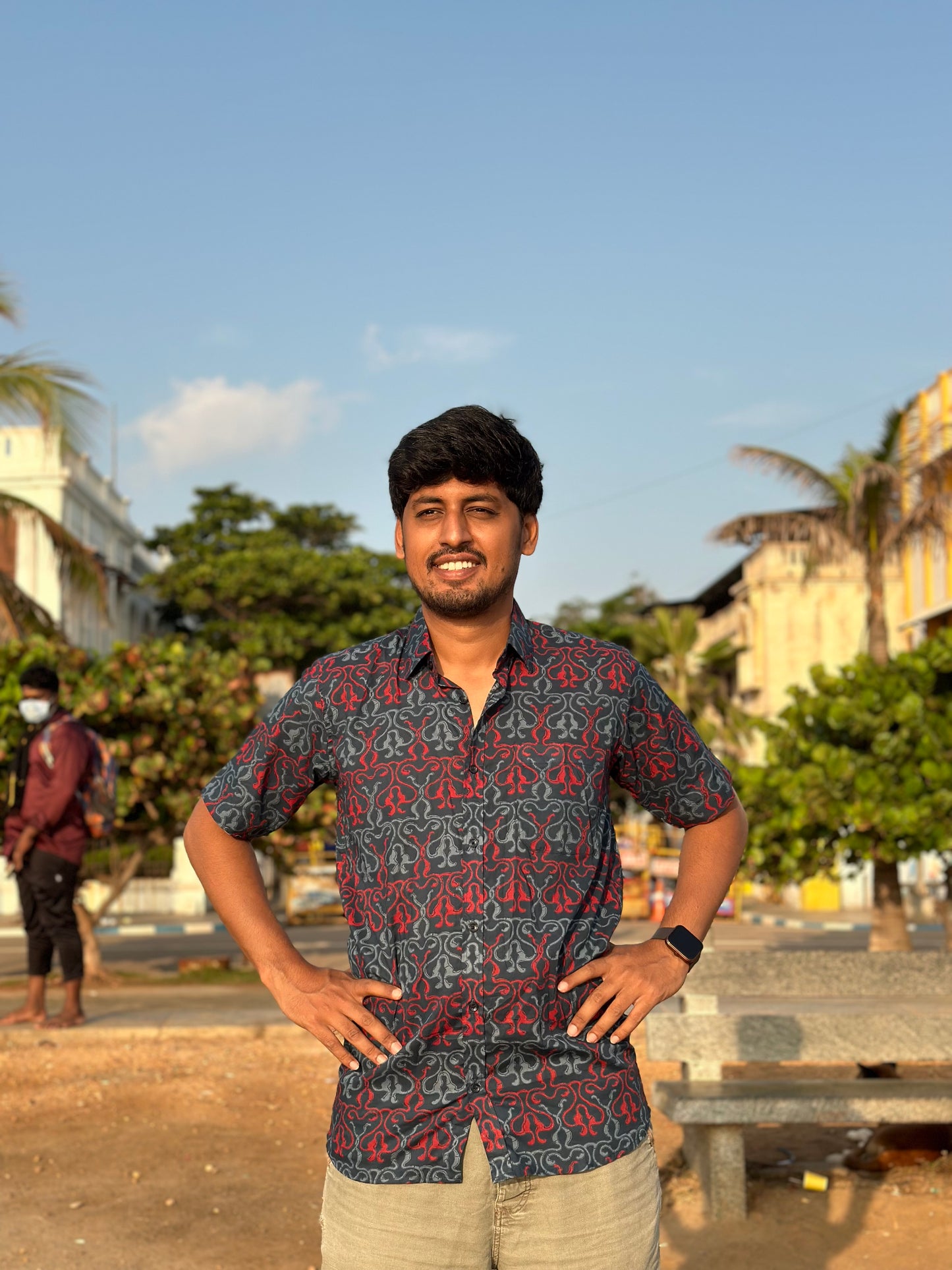 Blue and red cotton shirt