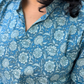 Sky blue floral printed cotton kurta