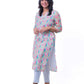 White and pink floral kota kurta