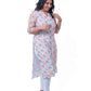 White and pink floral kota kurta