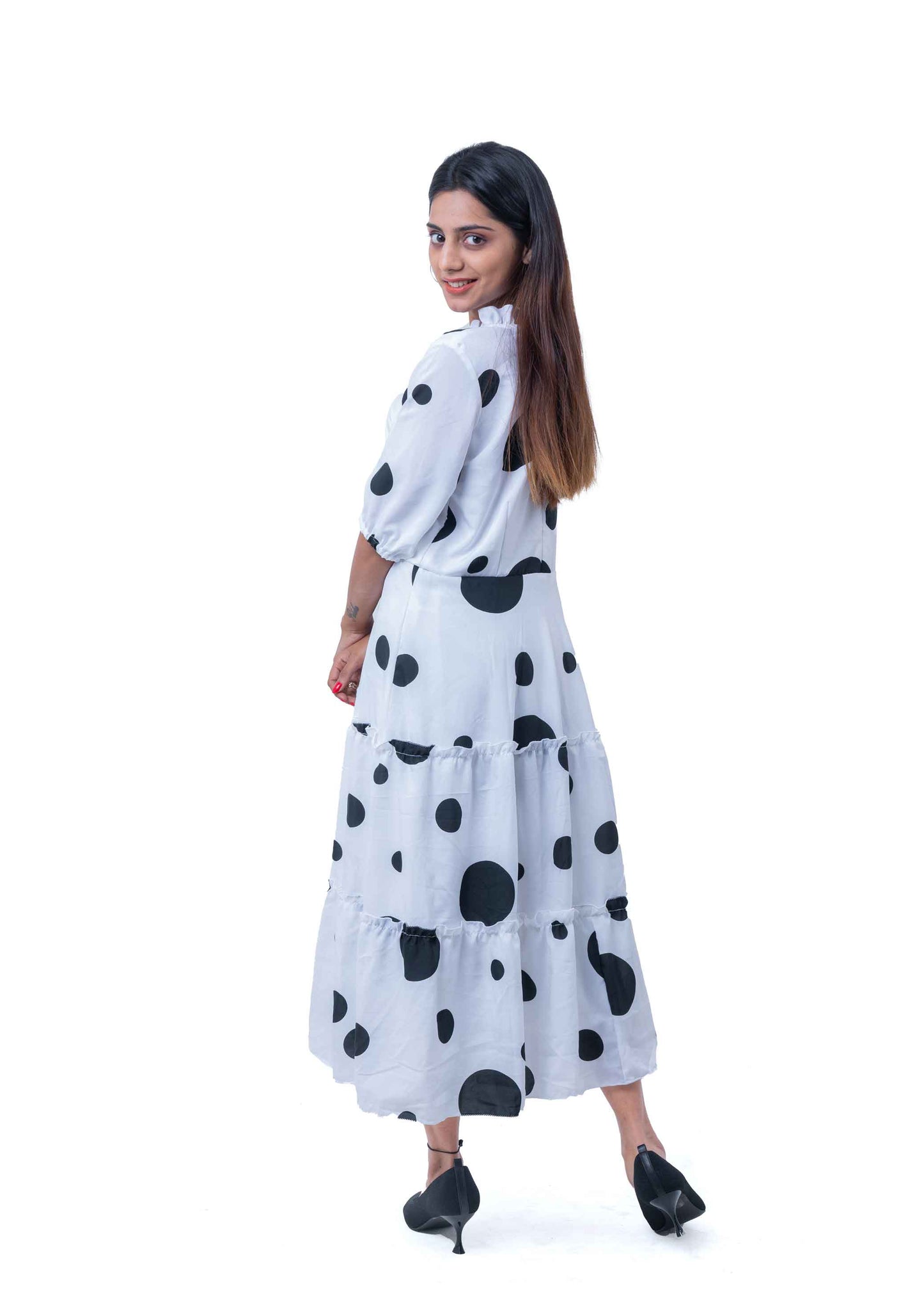 Black and white polka dots dress