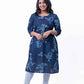 Blue cotton printed kurta
